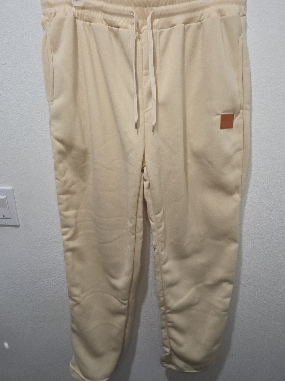 Men's Cream Jogger Pants with Drawstring